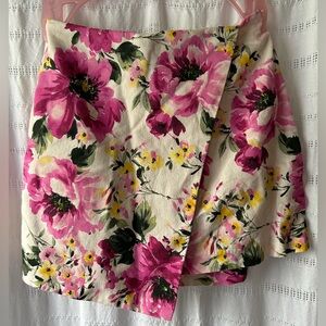 Abercrombie & Fitch Colourful Tropical Floral Linen Blend Wrap Skirt🌸🌴🌺🏌️‍♀️
